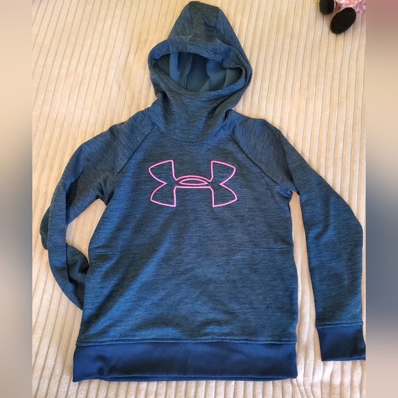 Under Armour Loose Fit Coldgear Funnel Neck Hoodie with Pockets Fleece Lined - Picture 1 of 8